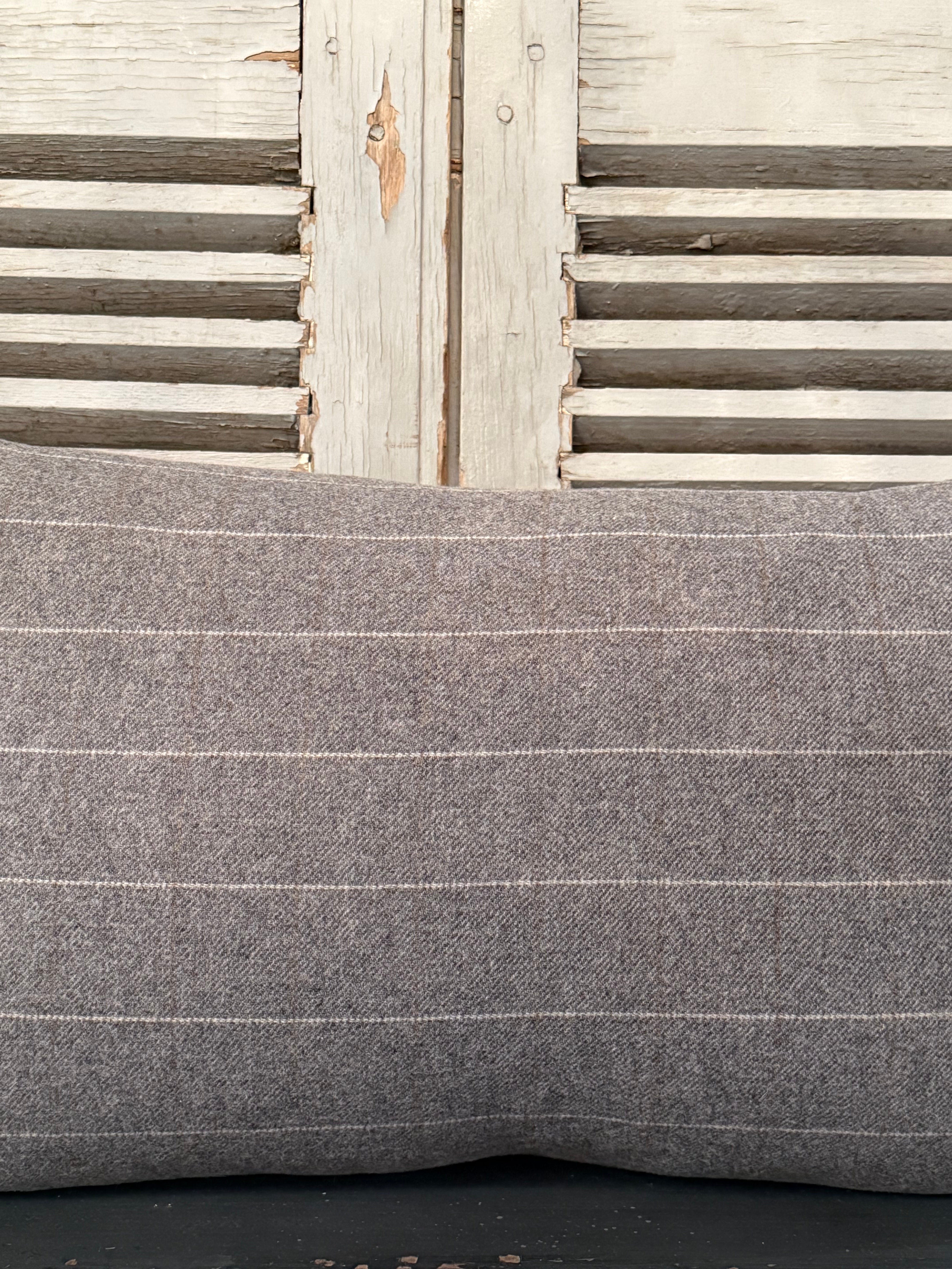 Scottish Wool tartan Cushion Grey Stripe - 60cmW x 40cmH