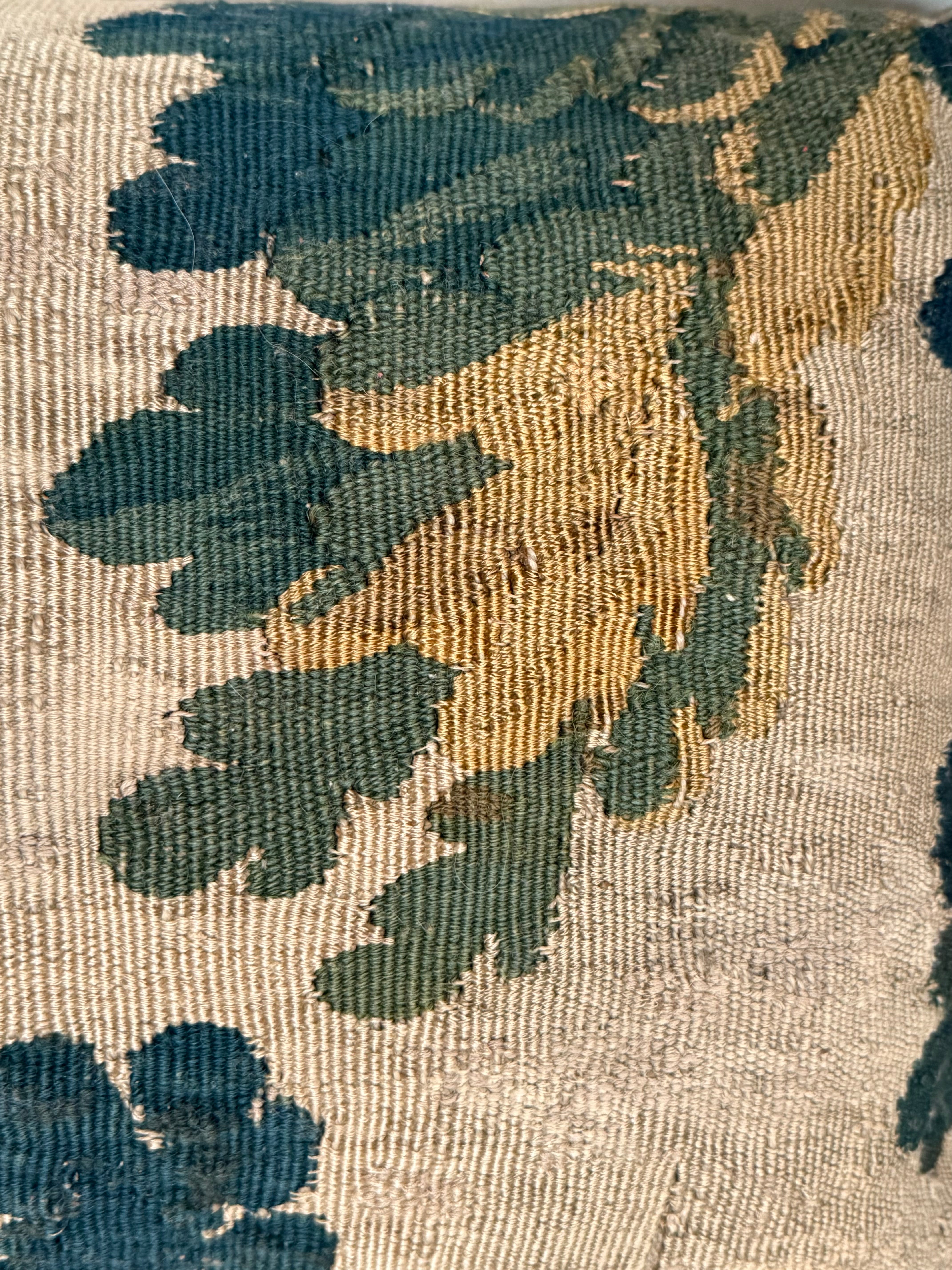 18thC Verdure Tapestry Fragment Cushion - 47cmL x 30cmH