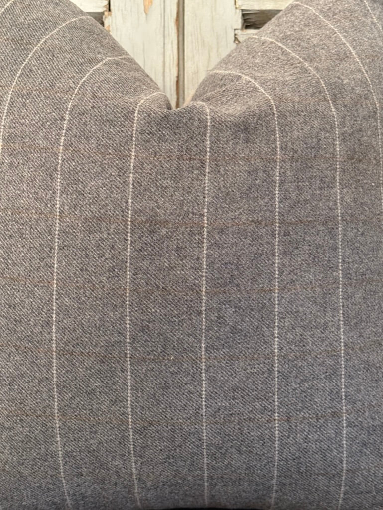 Scottish Wool tartan Cushion Grey Stripe - 50cmW x 50cmH