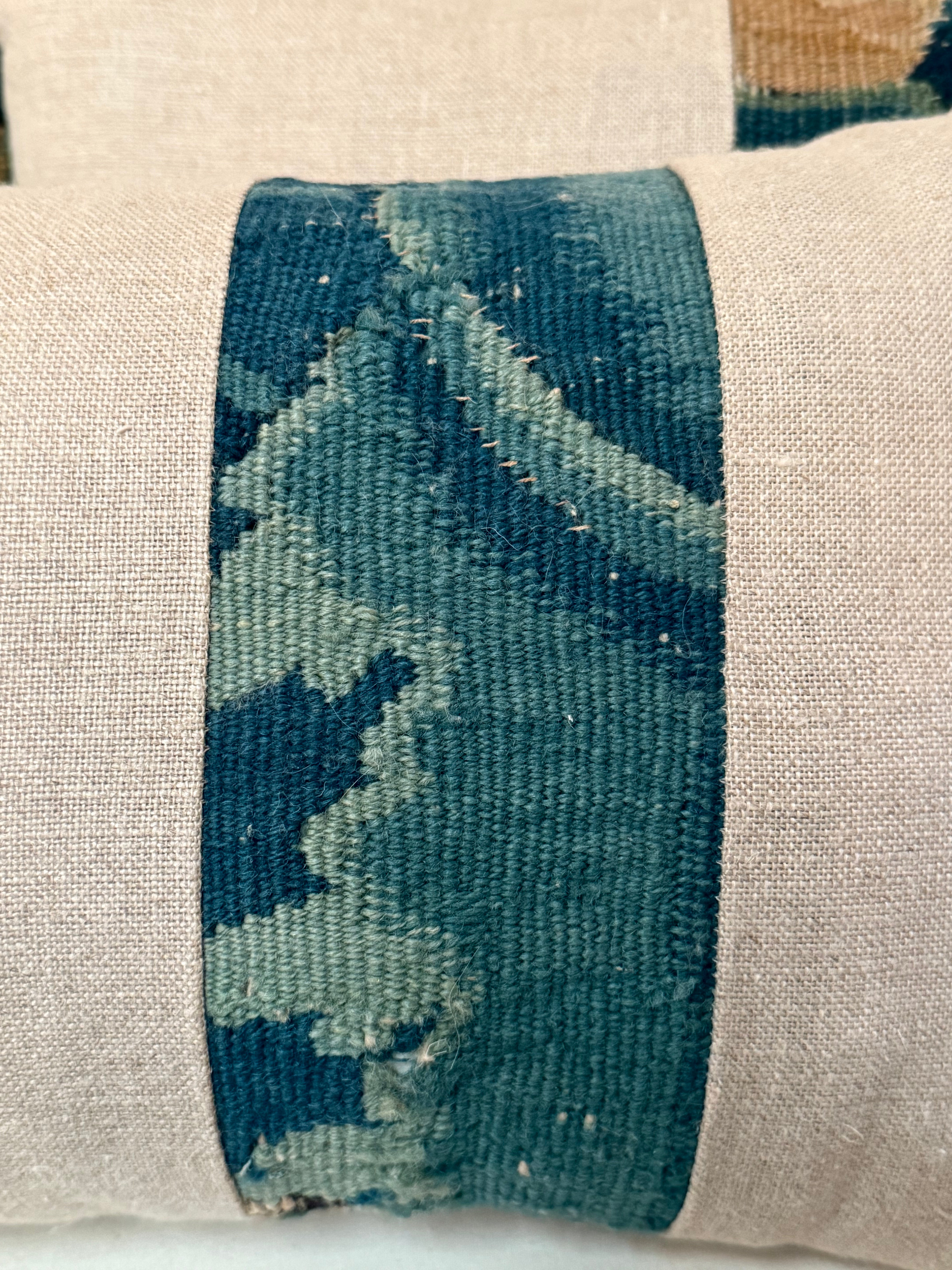 18thC Verdure Tapestry Fragment Cushion - 42cmL x 26cmH