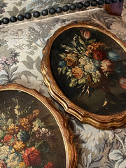 Pair Of Oval Italian Oil Paintings