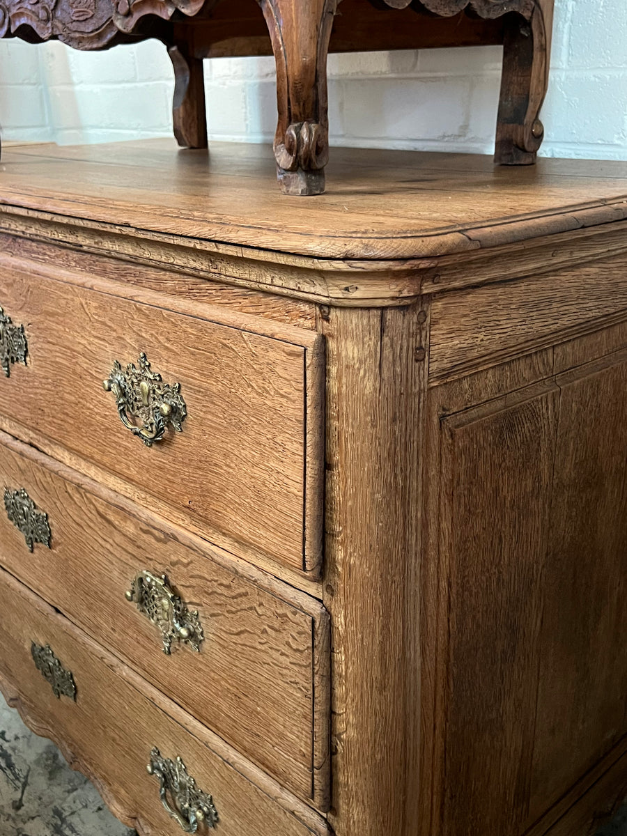 19th Century Louis XV Bleached Oak Commode