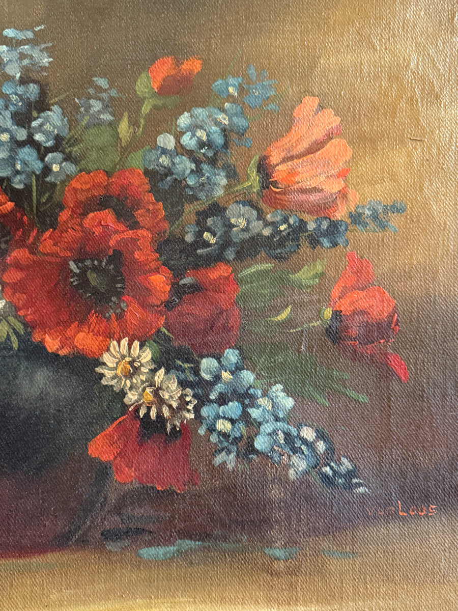 1920's French Floral Oil On Linen