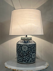 Antique Ginger Jar Lamp w Linen Shade