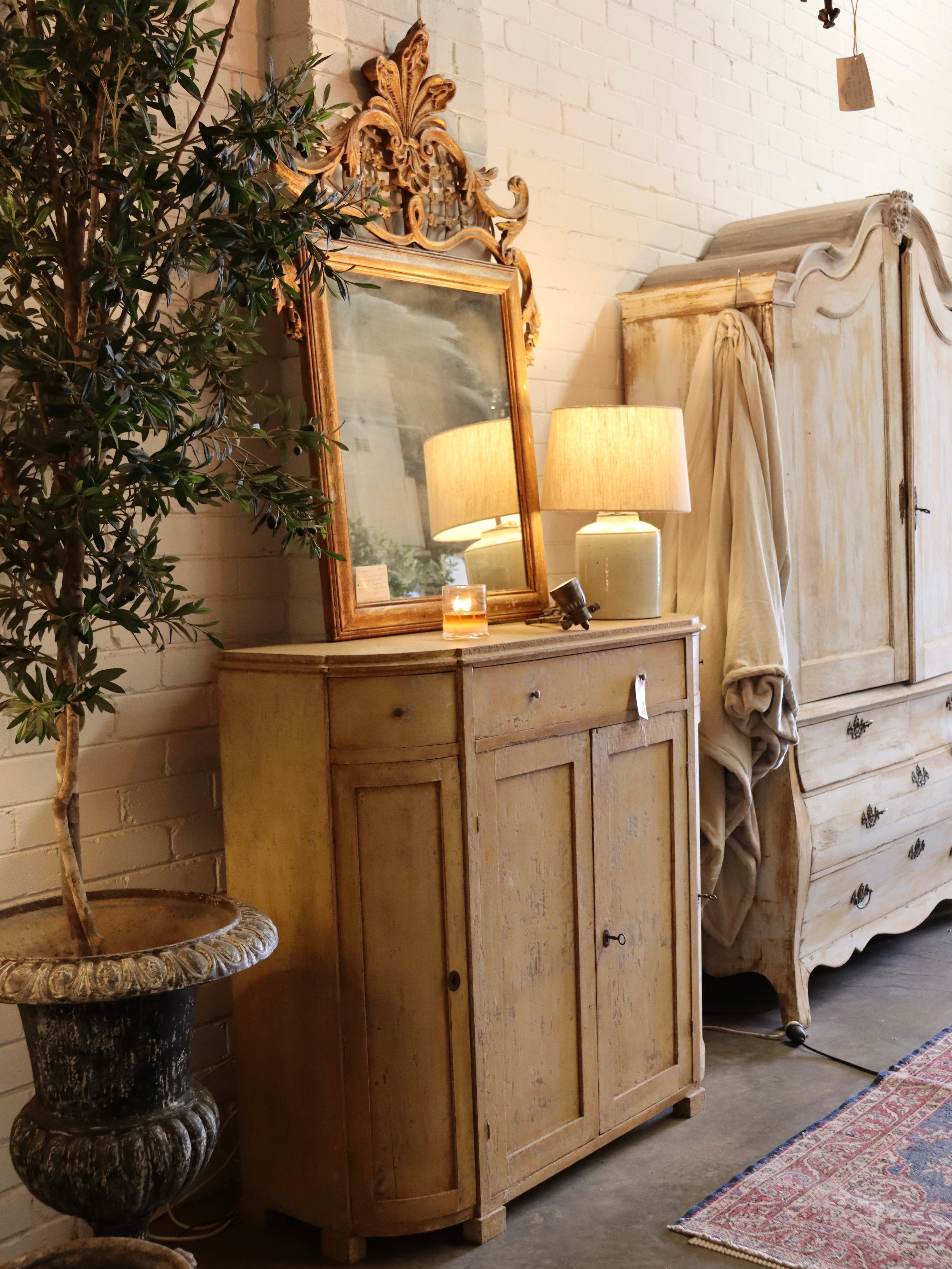Swedish Gustavian Sideboard w Yellow Scraped Patina