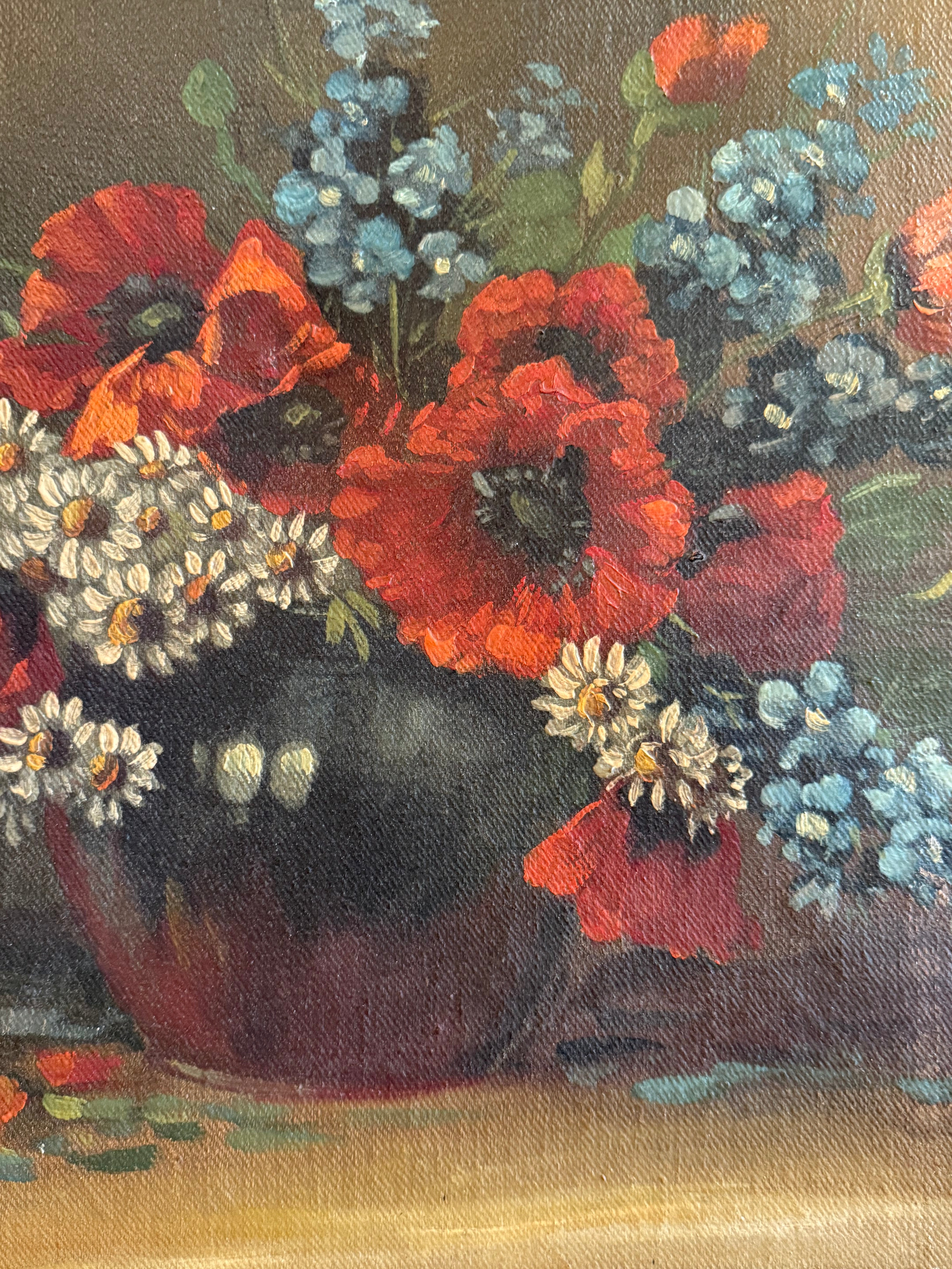 1920's French Floral Oil On Linen