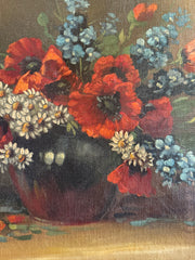 1920's French Floral Oil On Linen