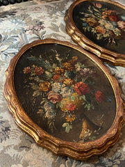 Pair Of Oval Italian Oil Paintings
