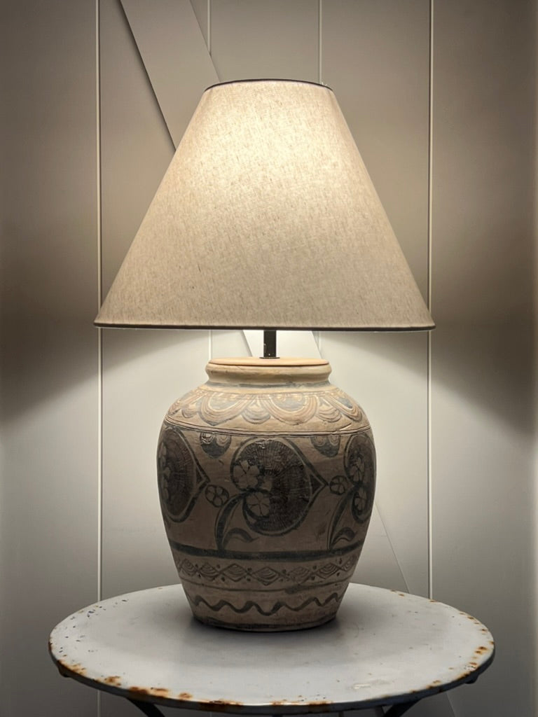 Antique Hand Painted Ceramic Table Lamp
