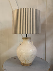 Antique Water Pot Lamp & Ticking Shade