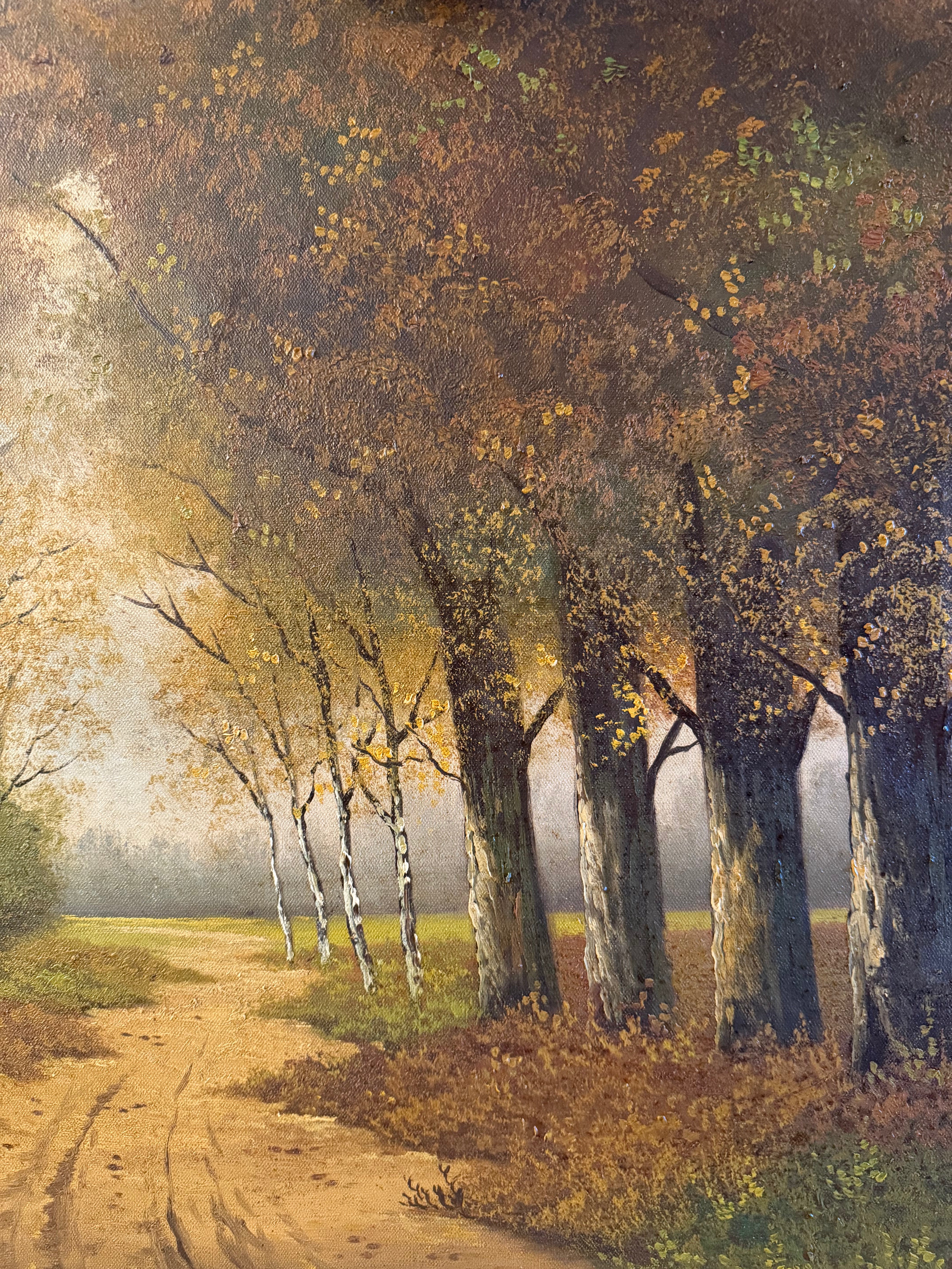 Antique oil on linen "A Wooded Path"