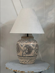 Antique Hand Painted Ceramic Table Lamp