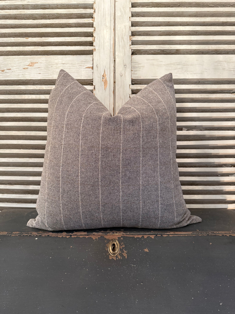 Scottish Wool tartan Cushion Grey Stripe - 50cmW x 50cmH
