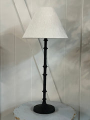 Hammered Iron Lamp Base w Linen Shade