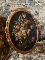 Pair Of Oval Italian Oil Paintings
