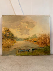 Dutch Oil On Linen "Puddles At Dreumel"