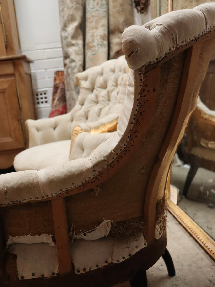 19th Century French Deconstructed Button Backs
