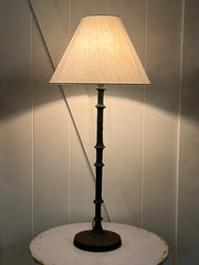 Hammered Iron Lamp Base w Linen Shade