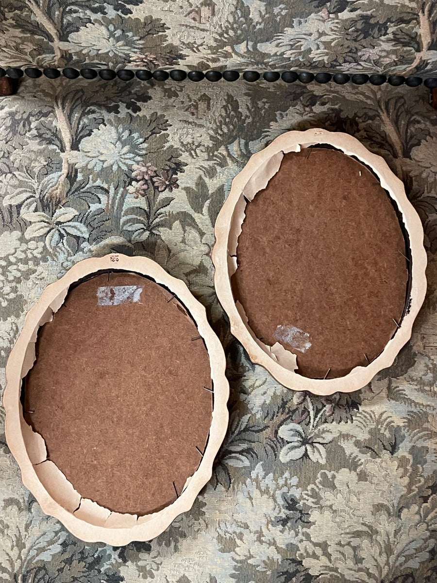 Pair Of Oval Italian Oil Paintings