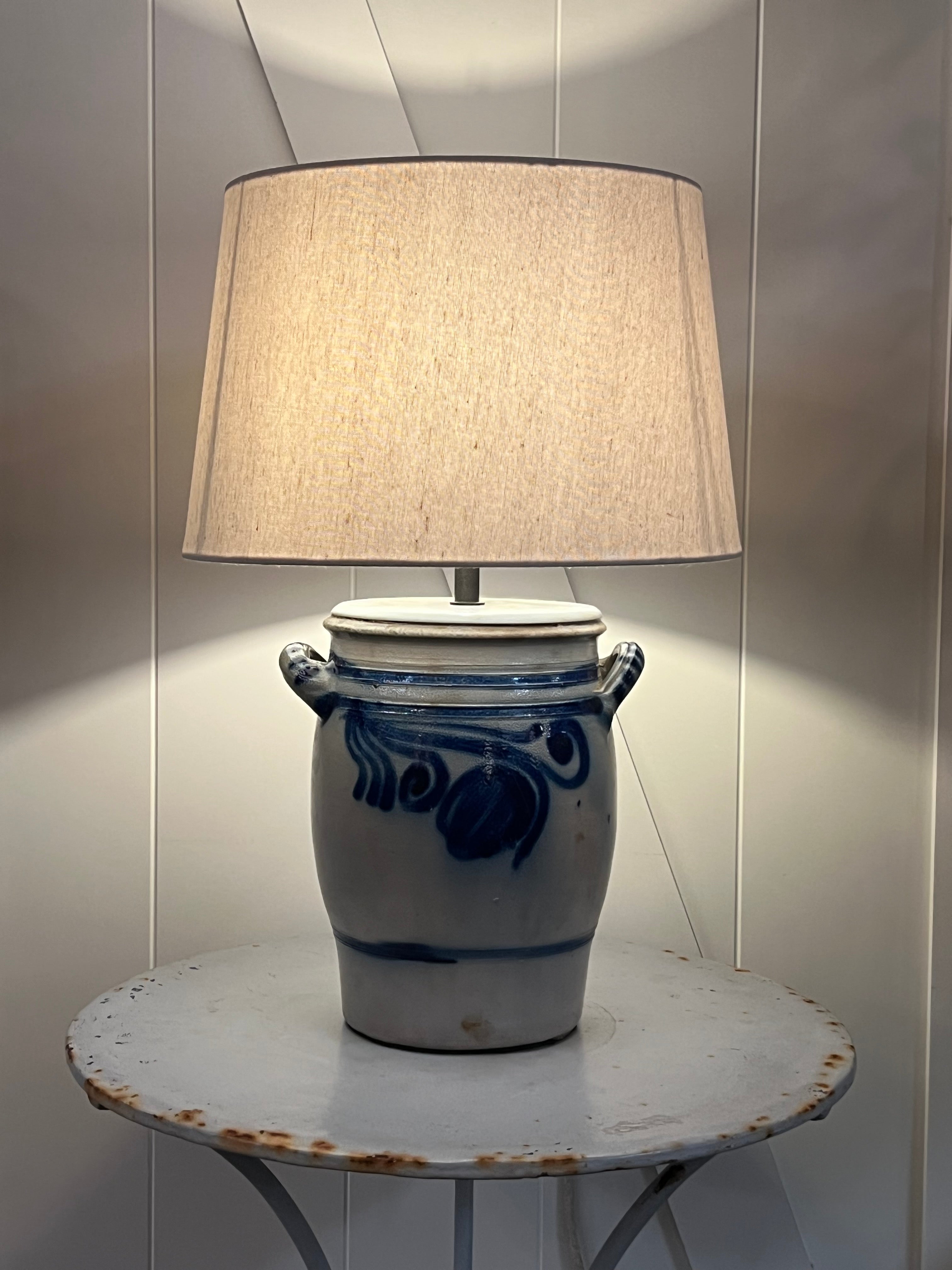 Antique German Stoneware Lamp 1