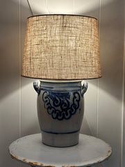 Large Antique German Stoneware Lamp