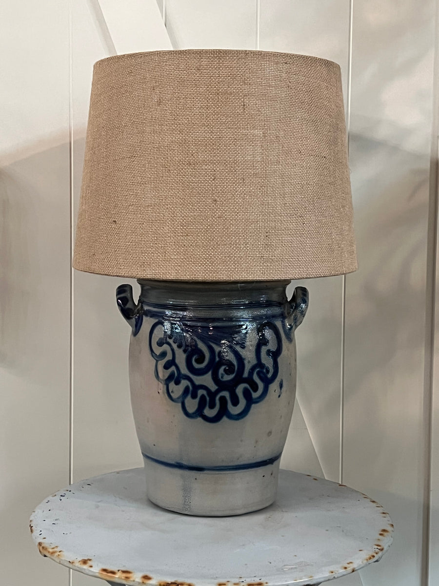 Large Antique German Stoneware Lamp