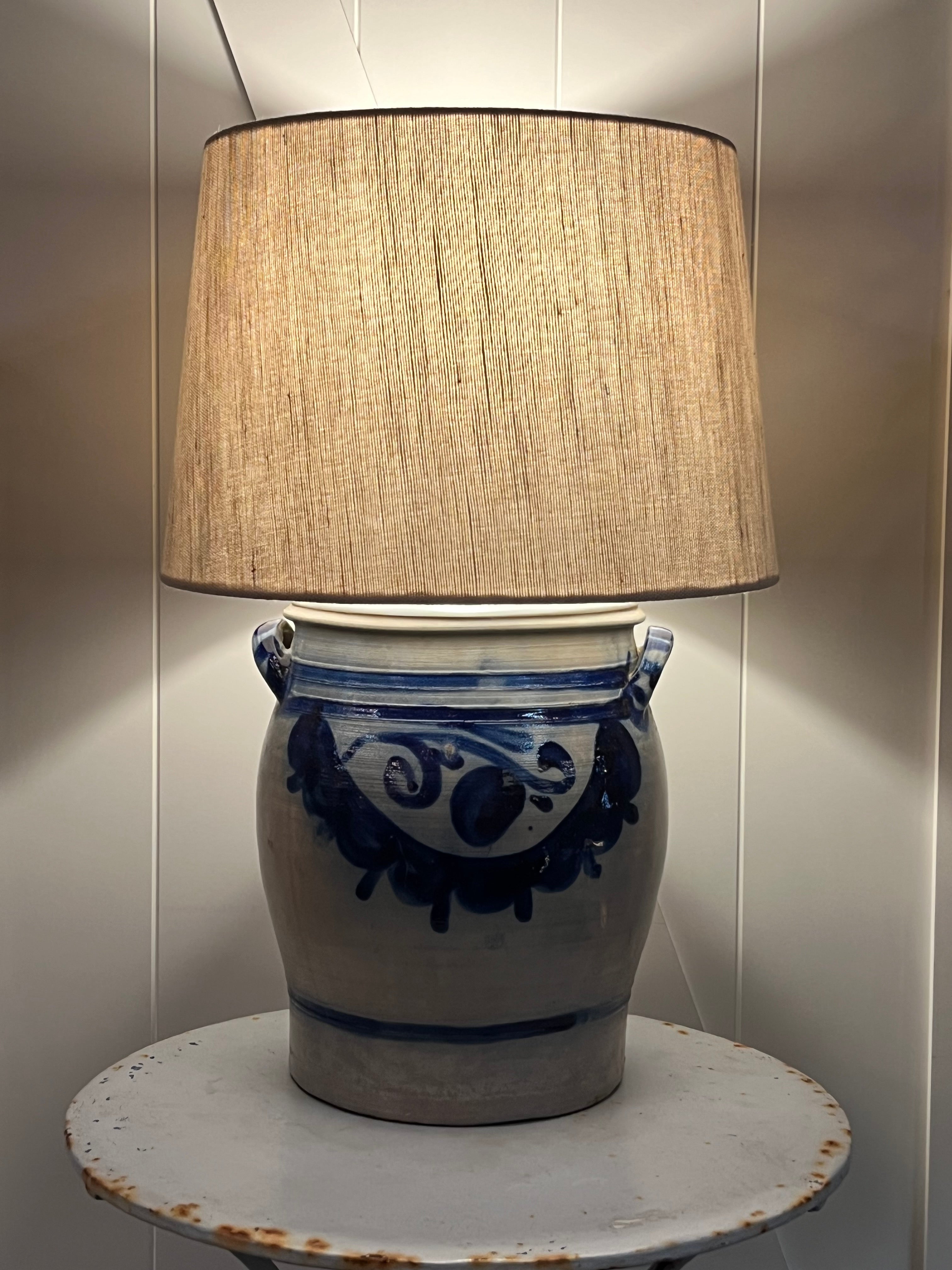 Large Antique German Stoneware Lamp 2