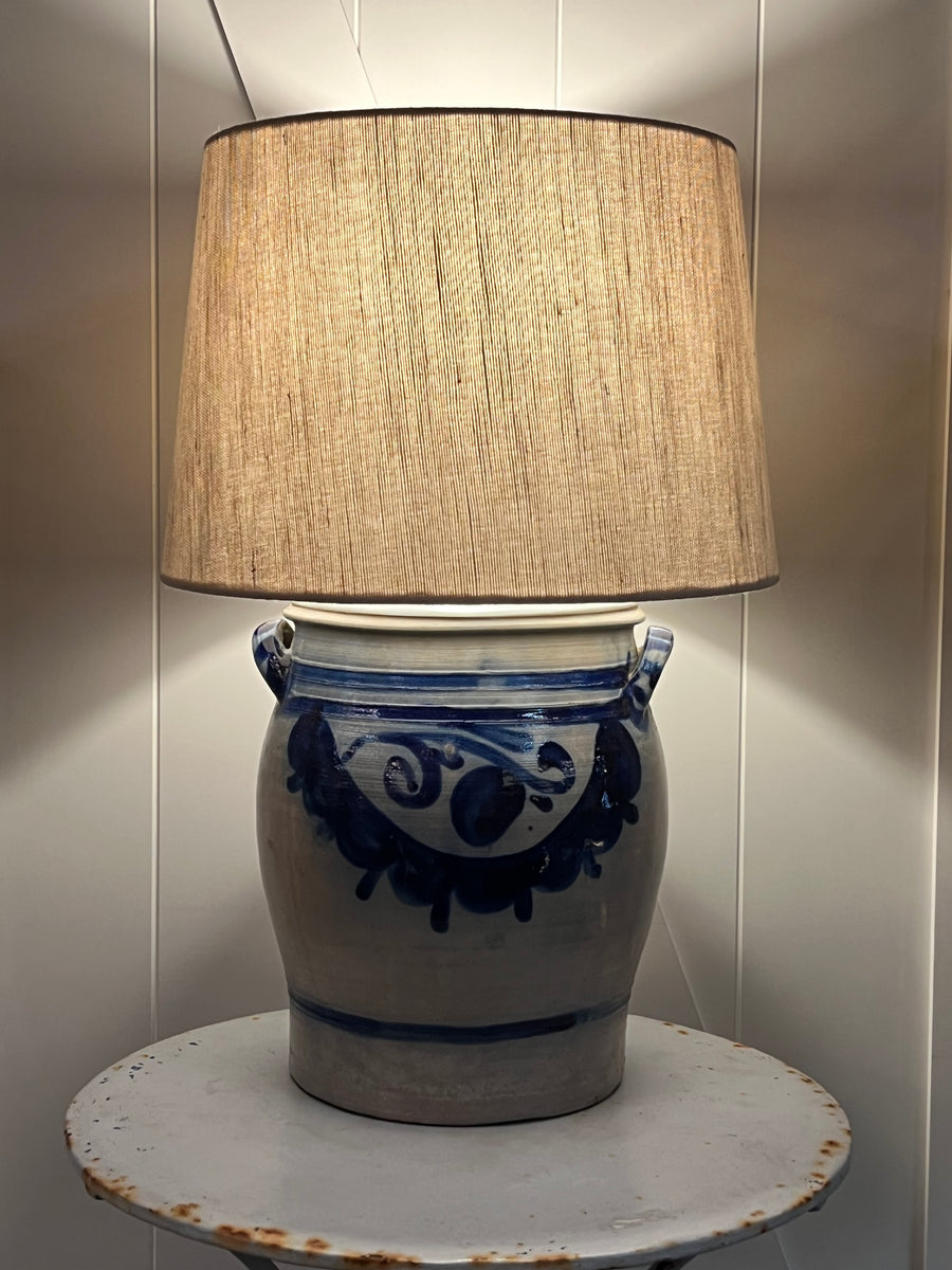 Large Antique German Stoneware Lamp 2