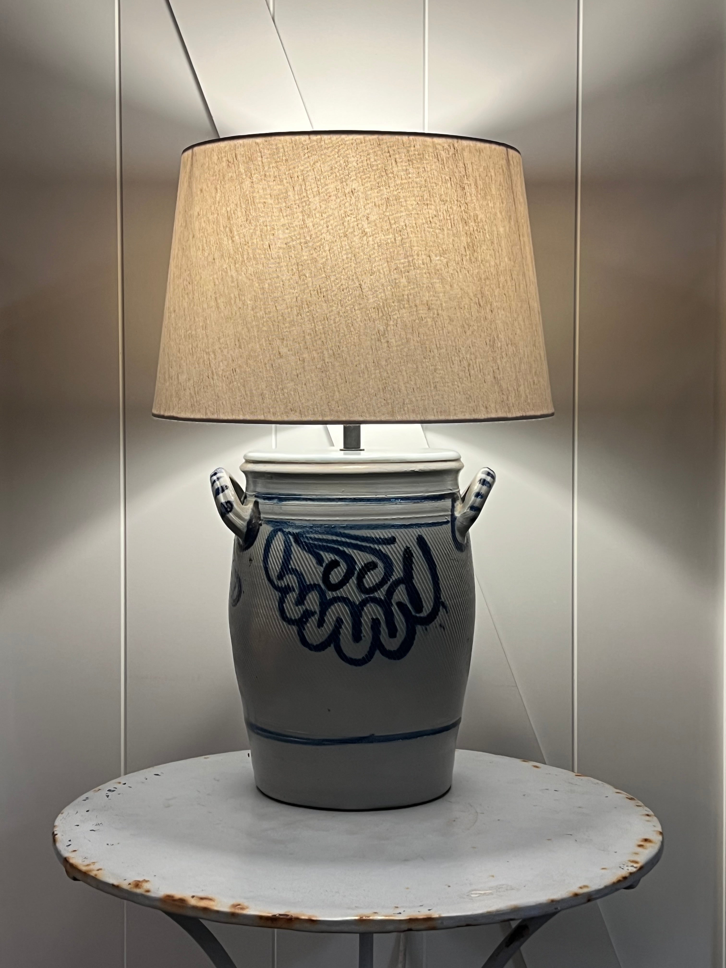 Antique German Stoneware Lamp 3